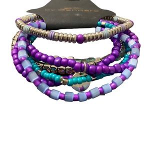 Gennaro Purple Blue Teal Assorted Beaded Multilayered Bracelets